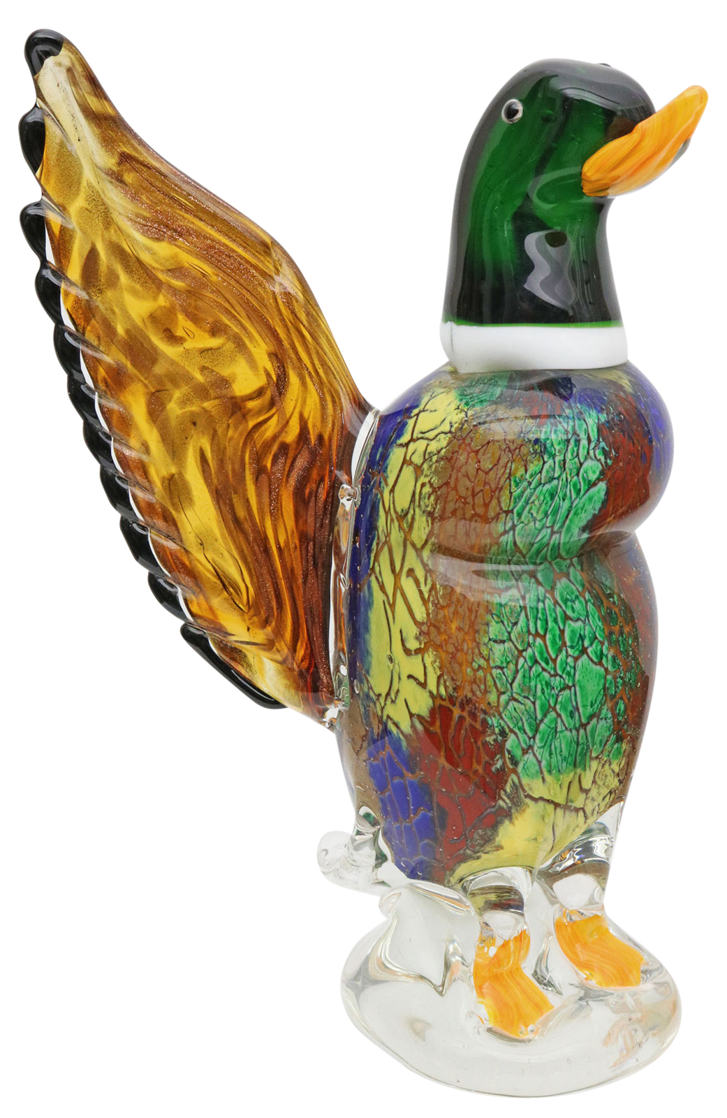 Glasfigur Figur Skulptur Ente Vogel Glas Glasskulptur Murano Antik-Stil - 32cm