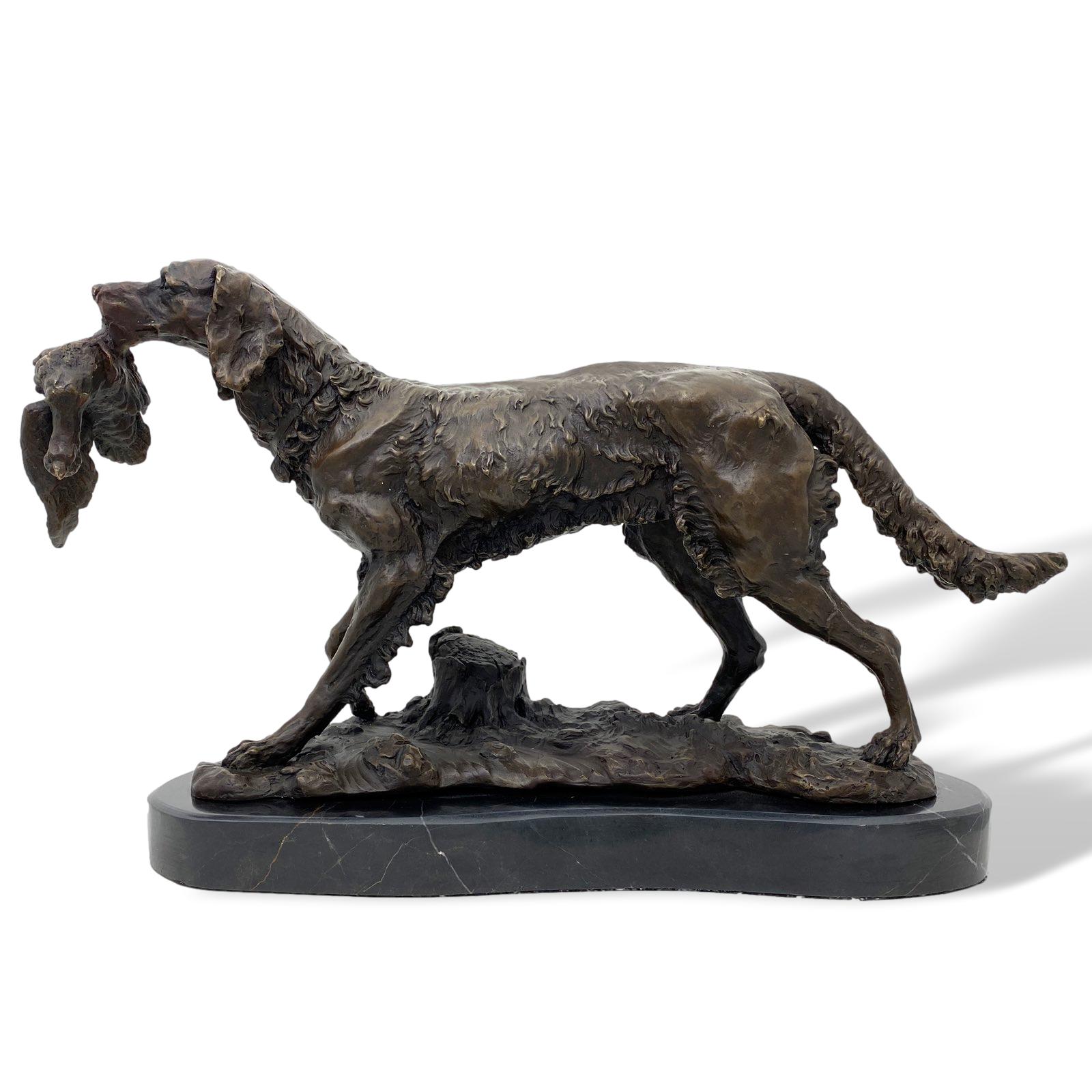 Bronzeskulptur Jagdhund Hund Antik-Stil Bronze Figur Statue nach Mene Kopie