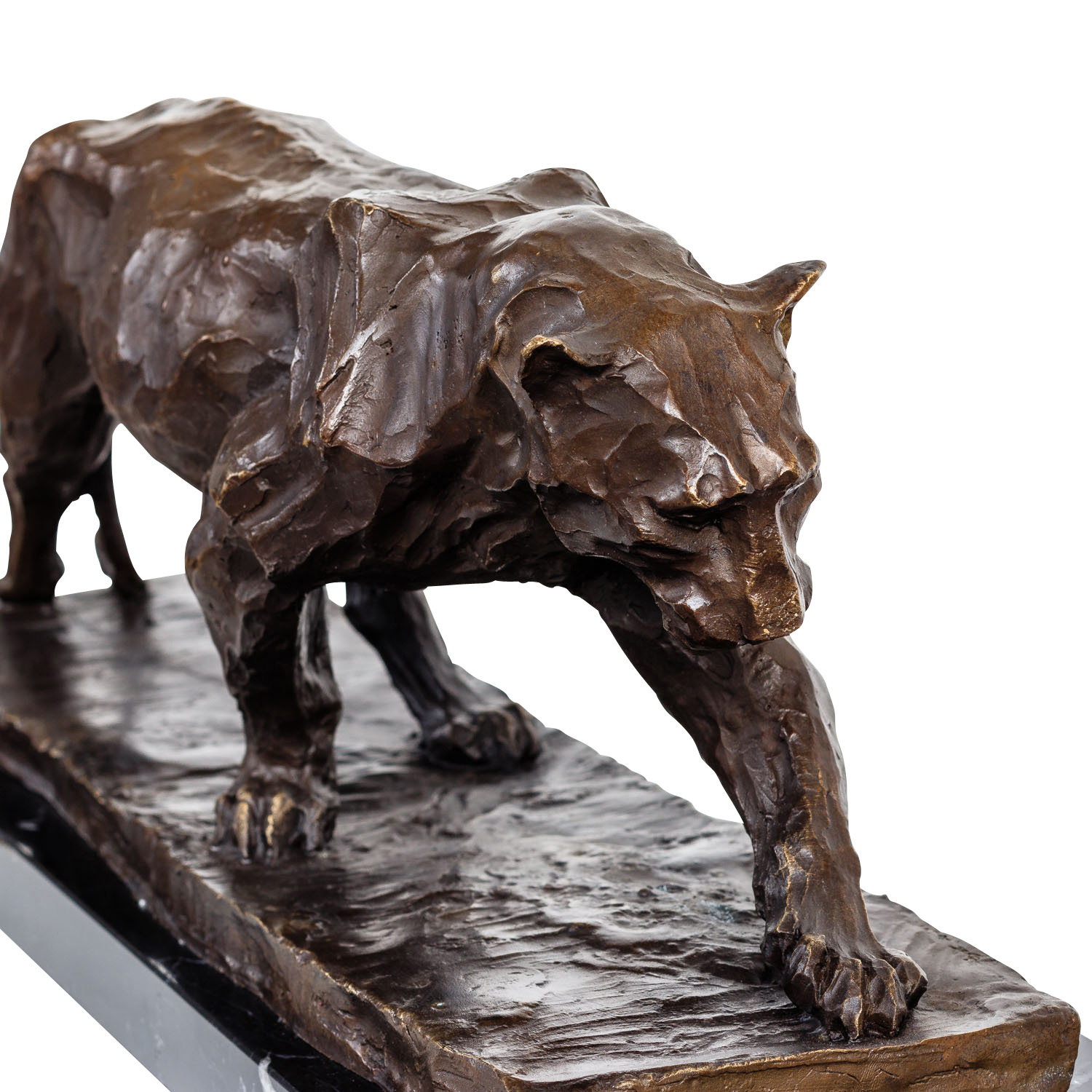 Bronzeskulptur Panther Raubkatze im Antik-Stil Bronze Figur Statue 52cm