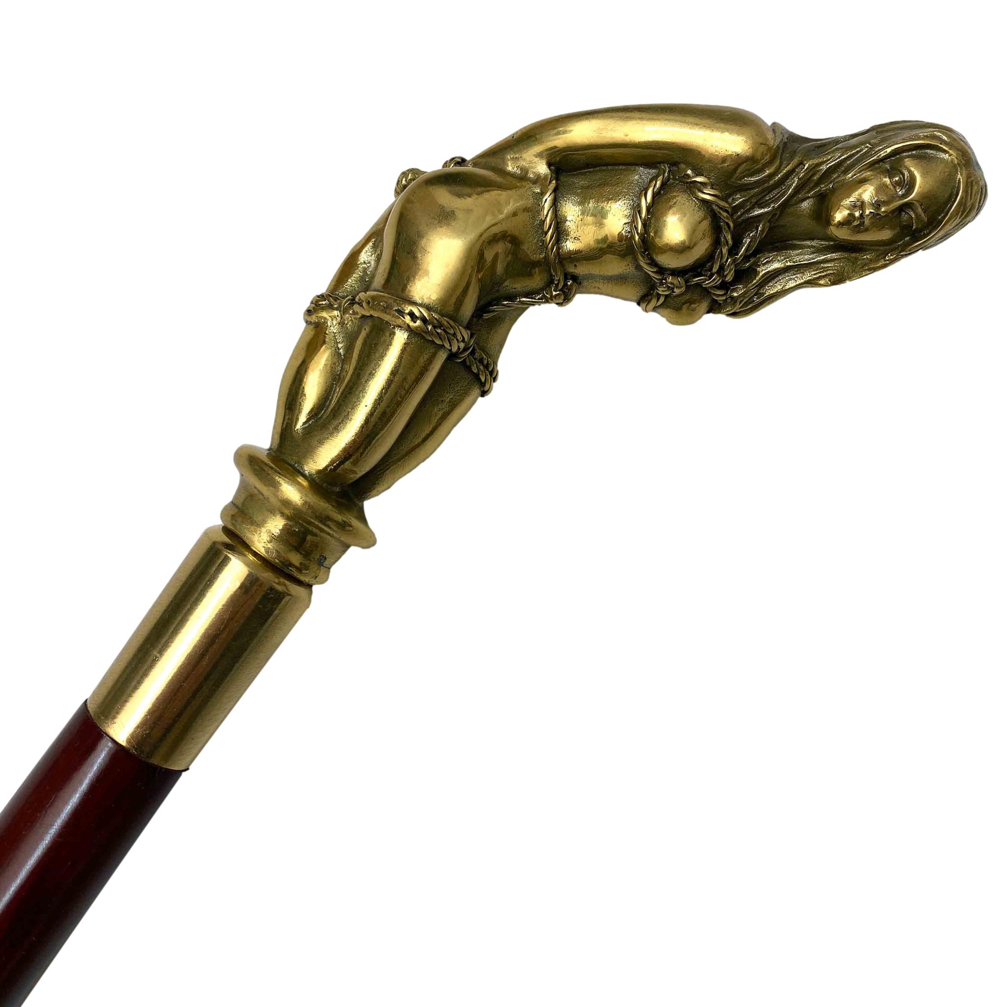 Spazierstock Bronzeskulptur Frau Seil Gehstock Flanierstock Antik-Stil - 93cm