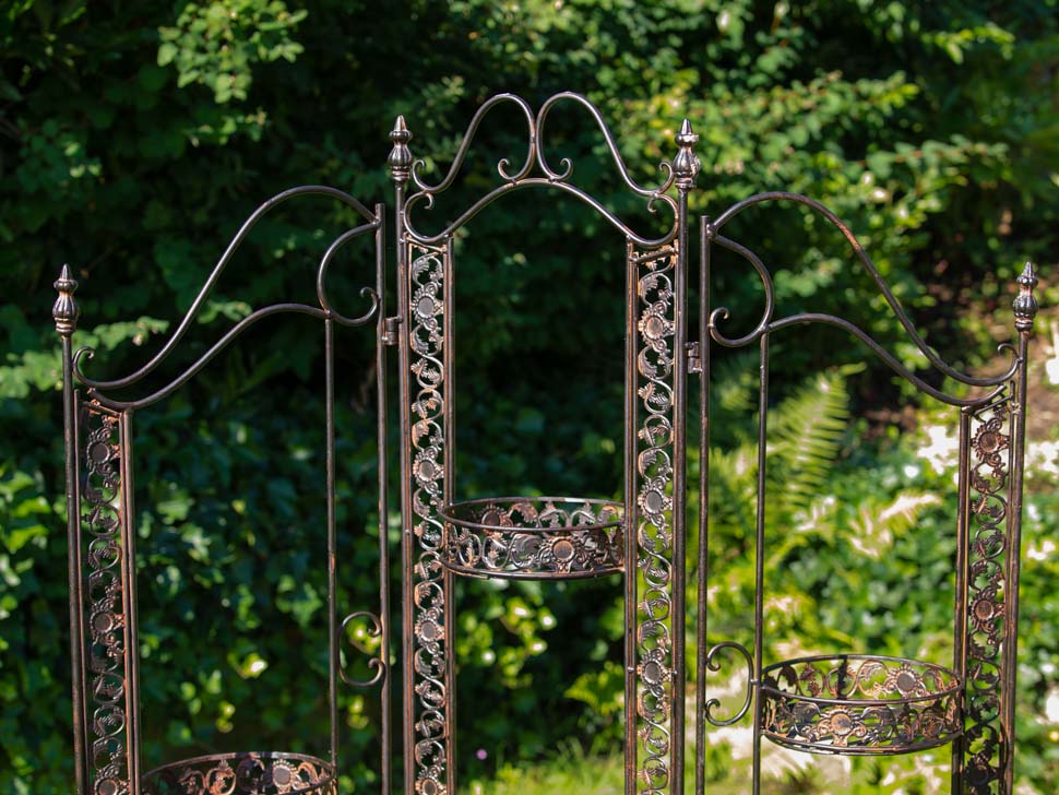 Paravent Pergola Rankhilfe Blumenampel 16kg Eisen antik Stil braun iron