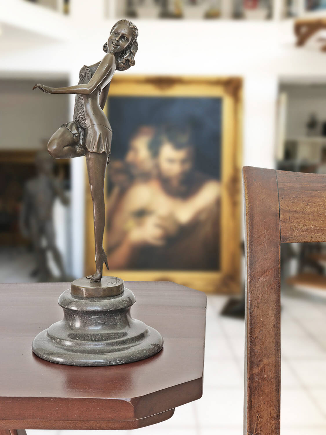 Bronzeskulptur Tänzerin Frau im Antik-Stil Bronze Figur Statue 29cm