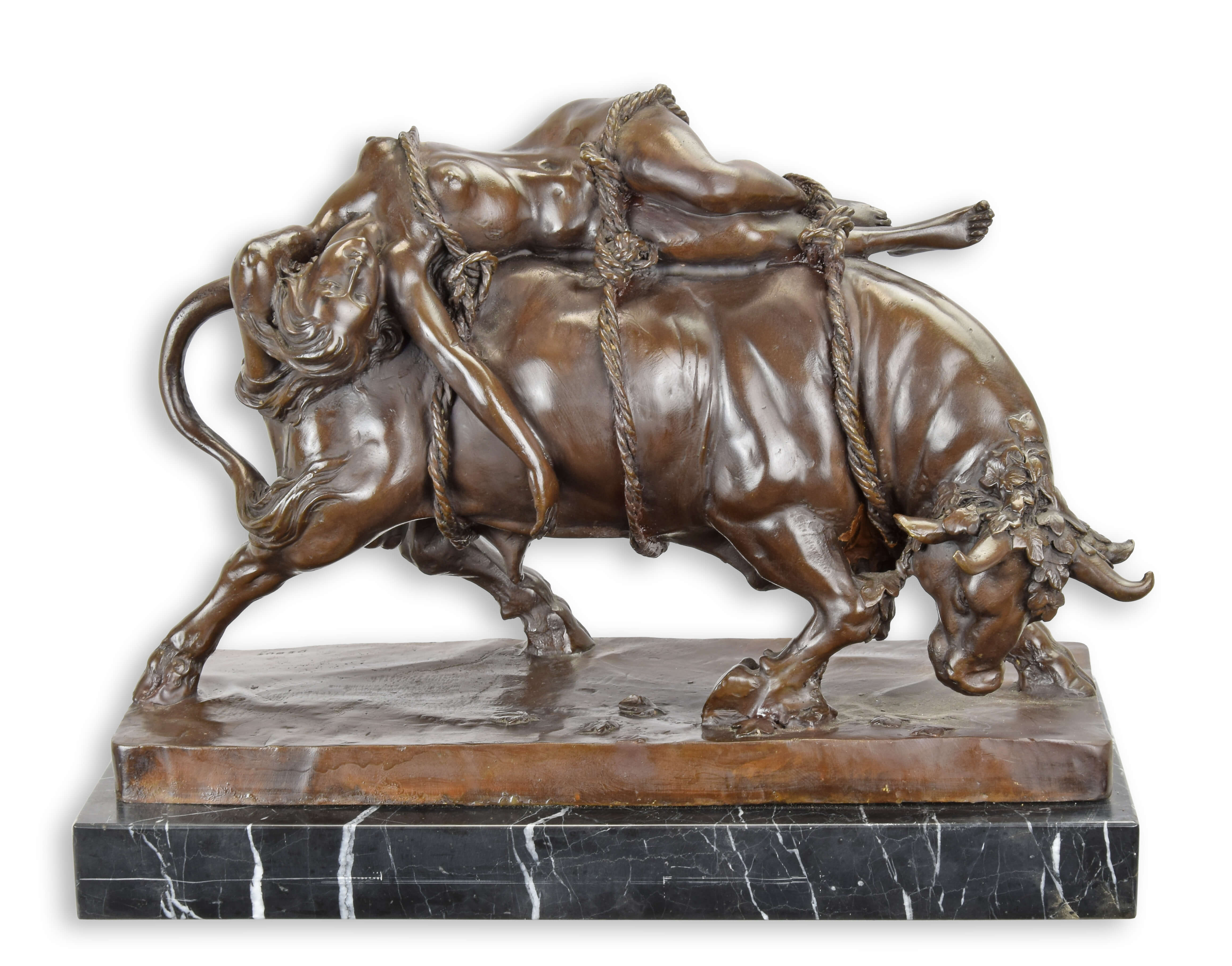 Bronzeskulptur von Europa und dem Stier Replikat Retro Design Dekoration