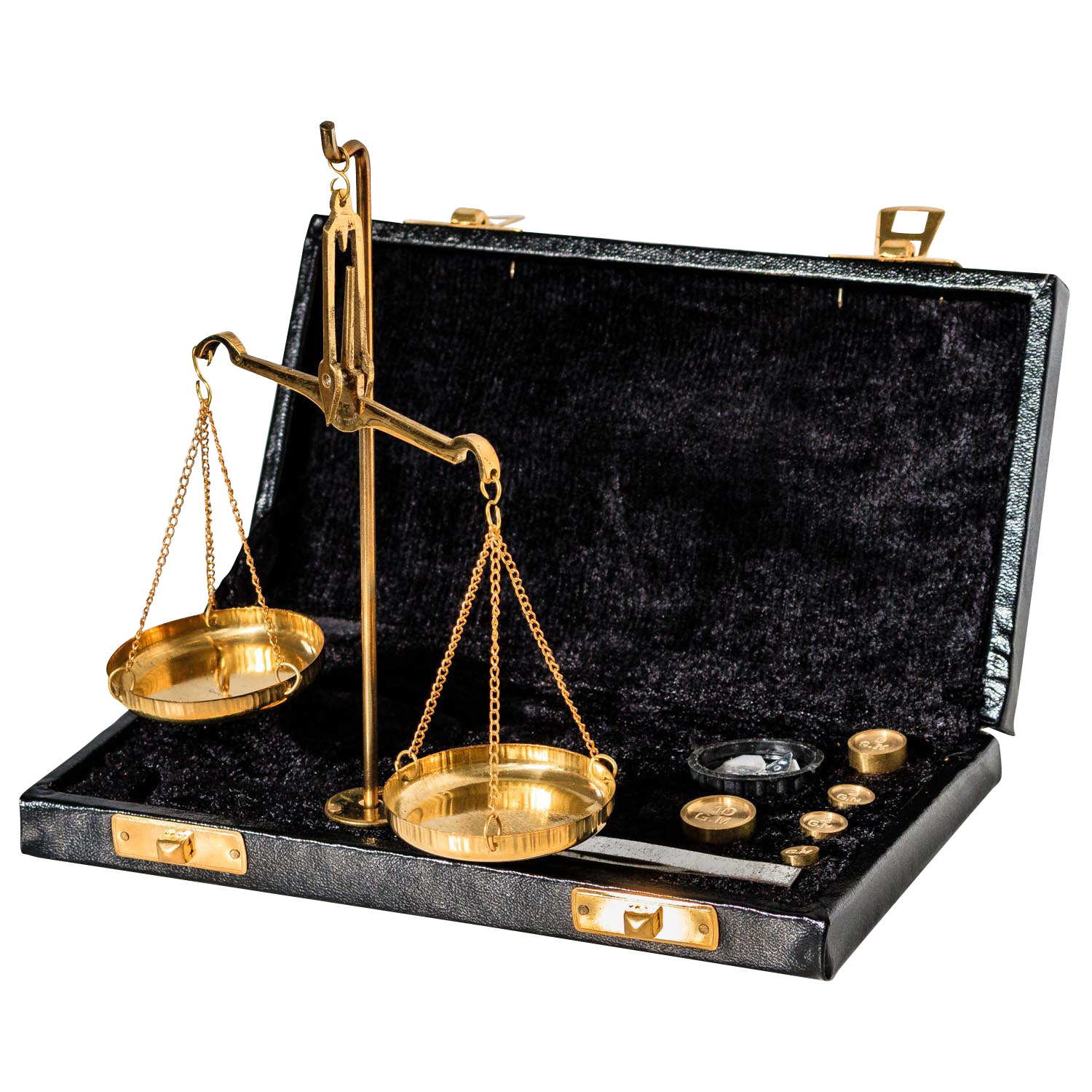 Waage Feinwaage Goldwaage im Etui Messing Apothekerwaage Antik-Stil - 19cm