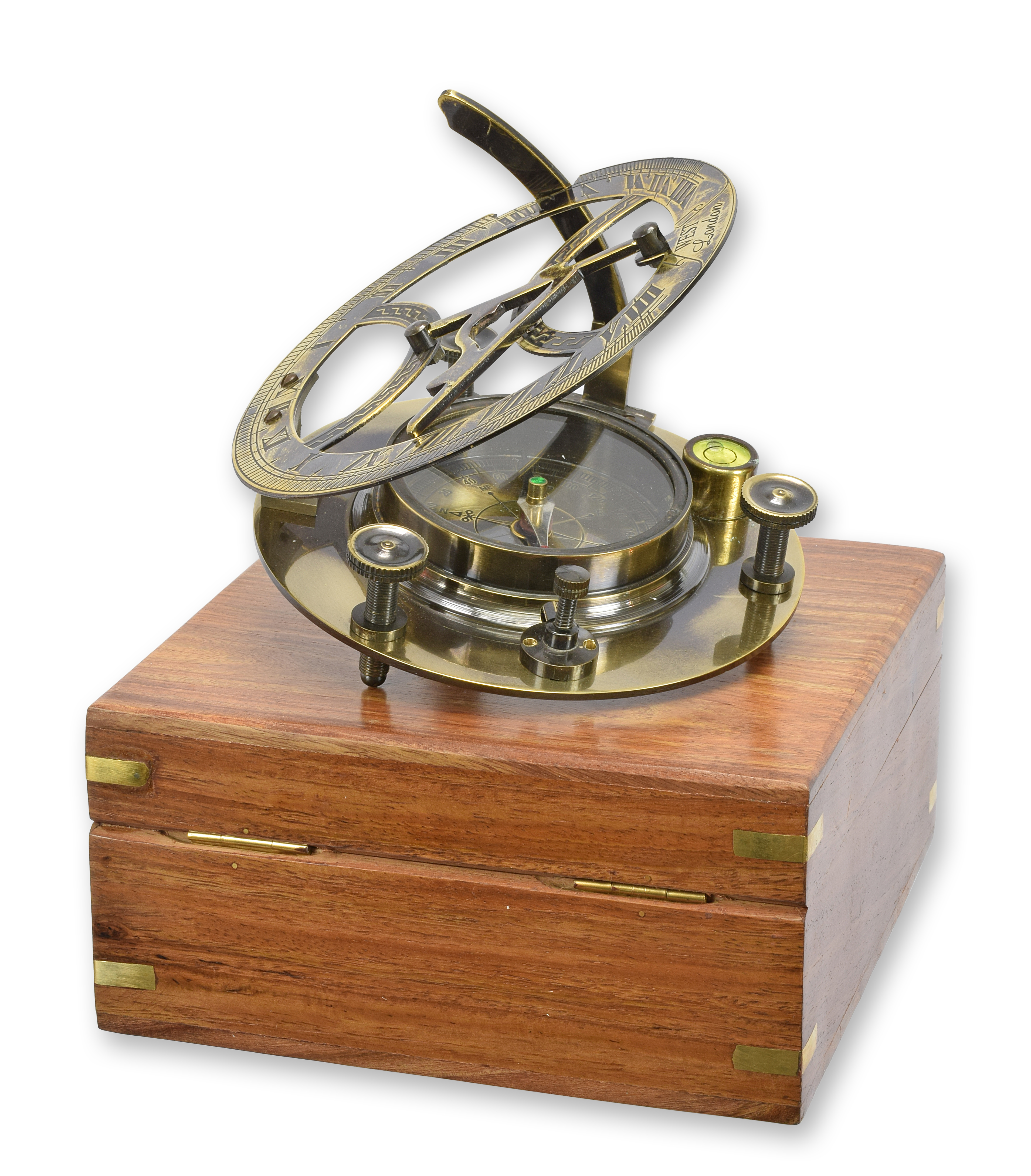 Kompass Messing in einer Holzbox Replikat Retro Design Dekoration
