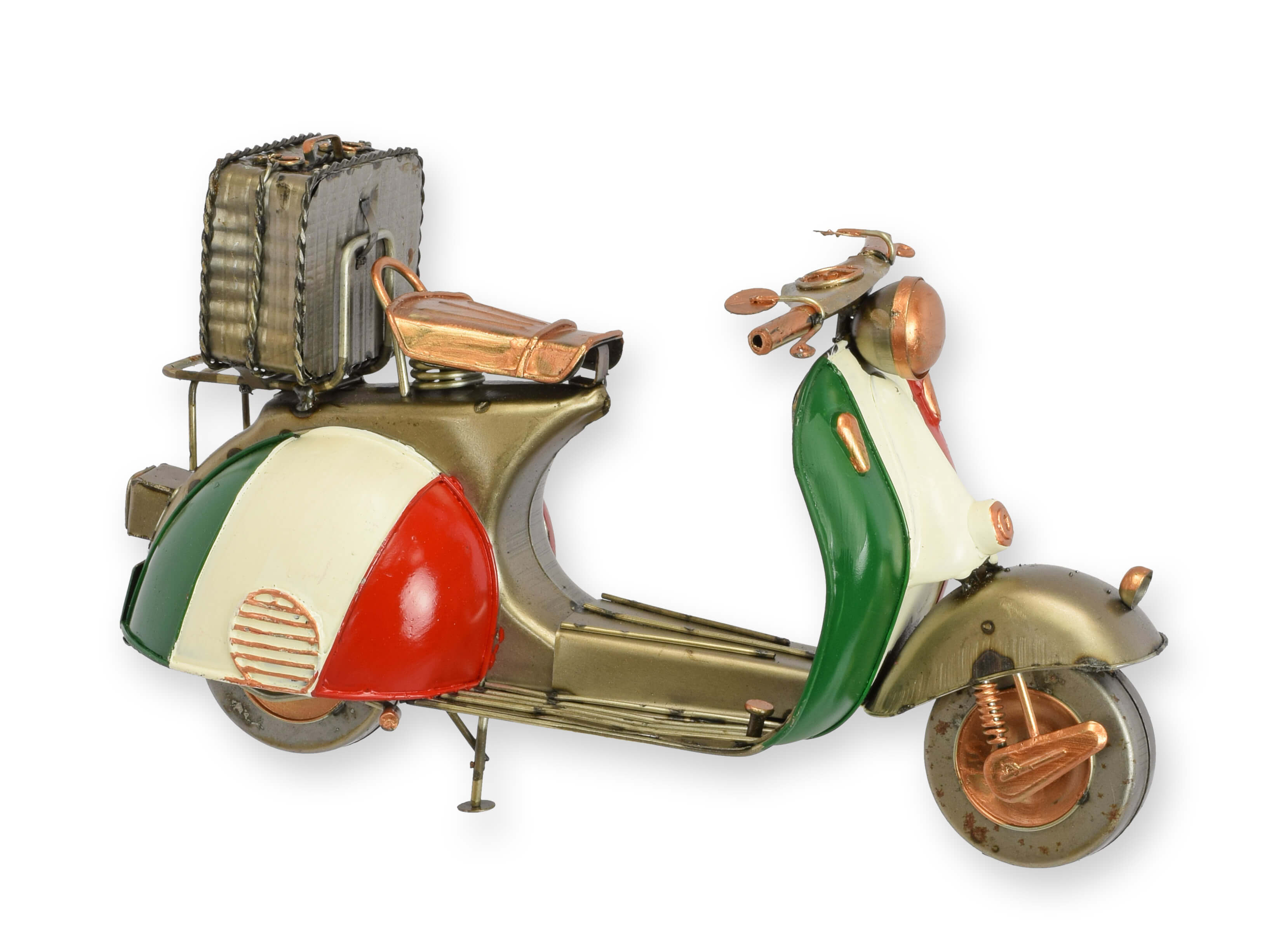 Vespa Modell, Vintage Scooter, Metallmodell, Olivgrün, Rot