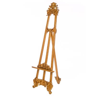 _easel, holz_easel, golden farbe, dekorationsständer, ständer aus holz