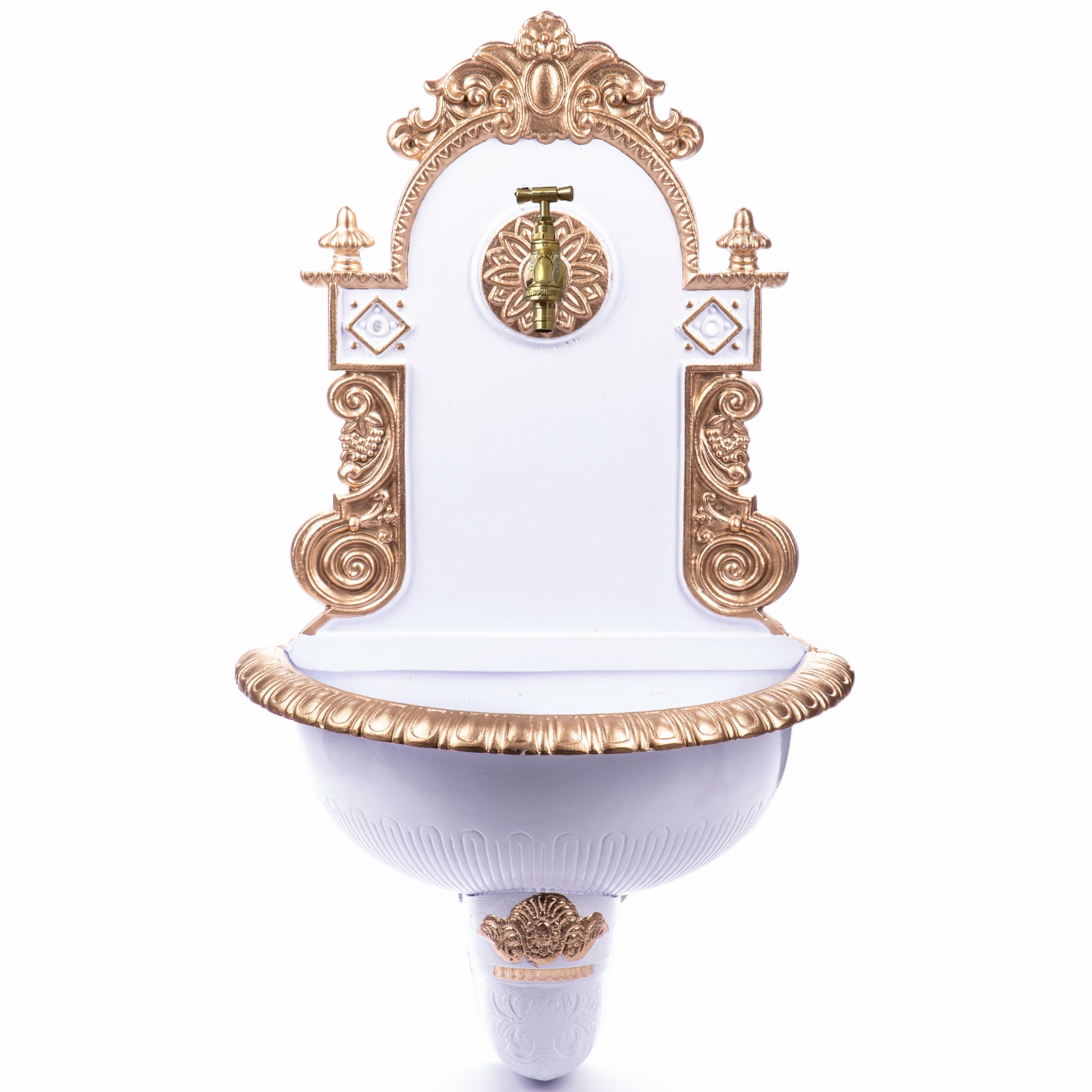 Waschtisch-Armatur, Wand-Waschbecken, Antik-Stil, Keramik-Säule, Verzierungskapelle