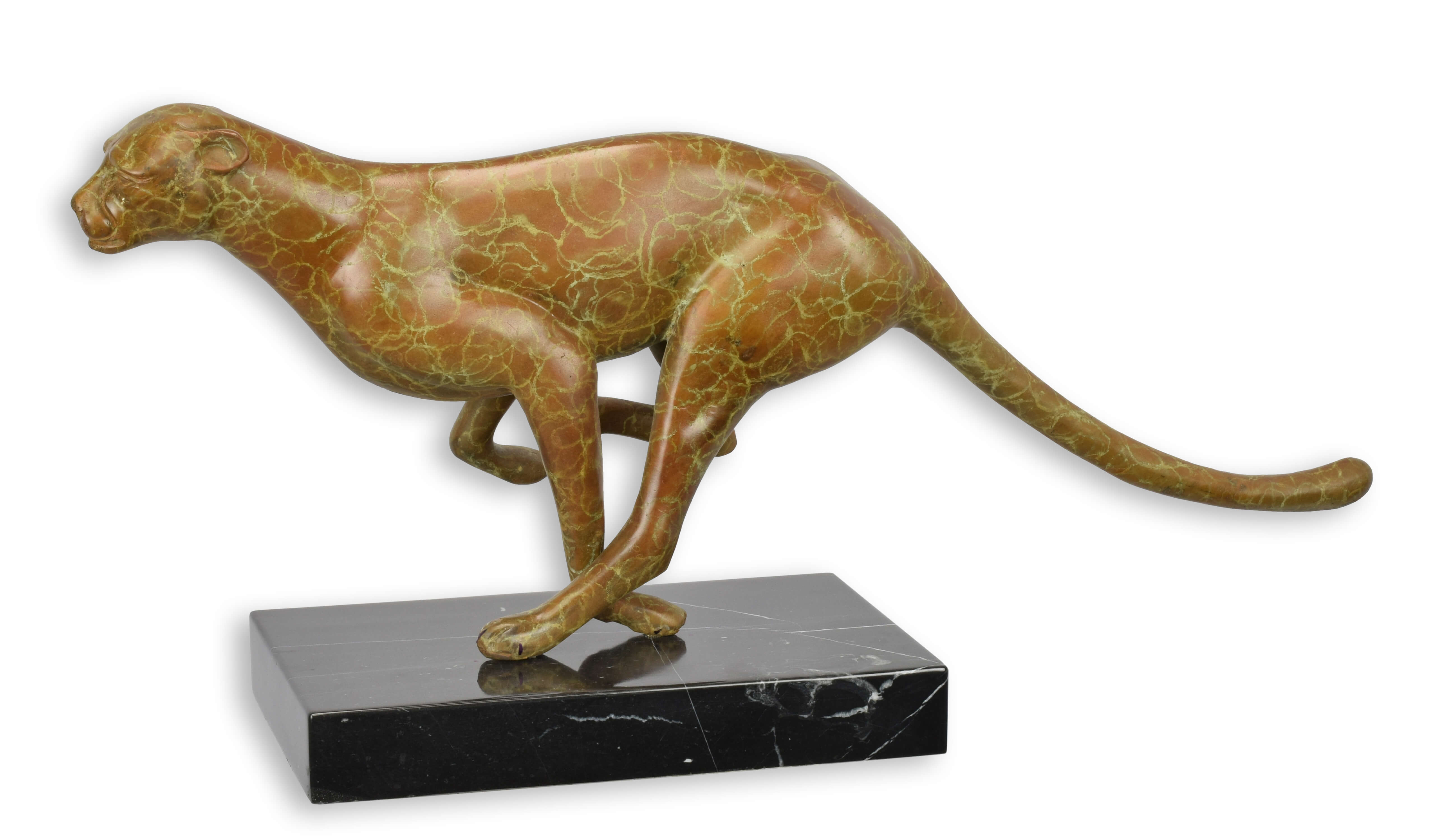 Bronzeskulptur rennender Panther Replikat Retro Design Dekoration
